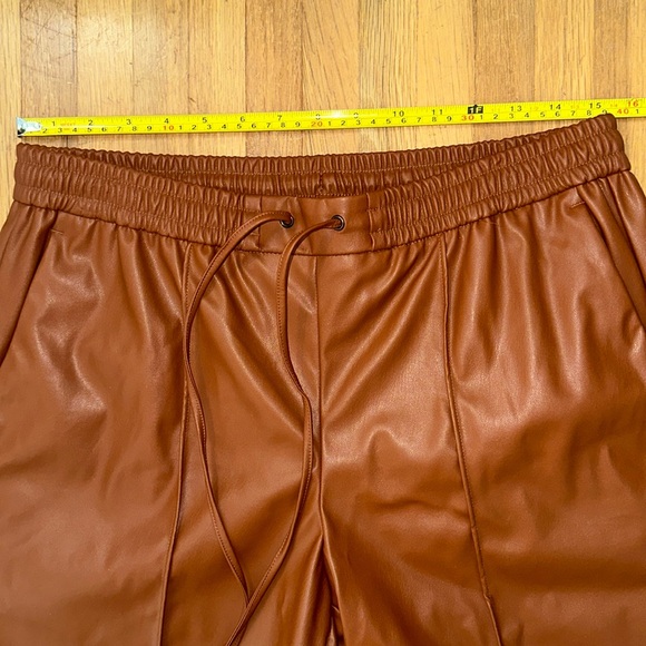*last chance* Nine West | faux leather brown pants w/ draw string tie at waist - Picture 8 of 16